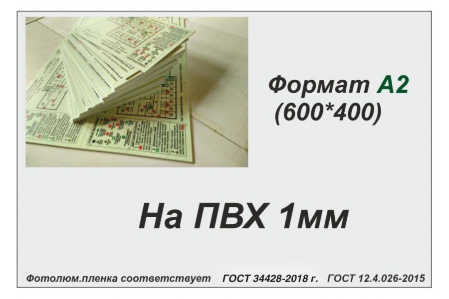 План эвакуации ГОСТ 2018, А2 (фотолюм.пленка, ПВХ 1 мм) 