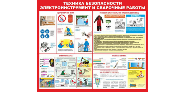 Стенд "Техника безопасности электроинструмент и сварочные работы"