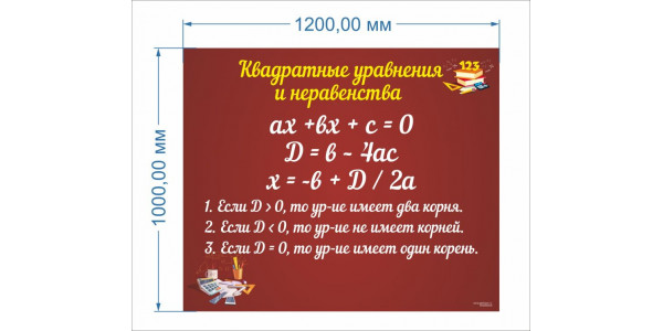 Стенд-3 "Квадратные уравнения и неравенства"