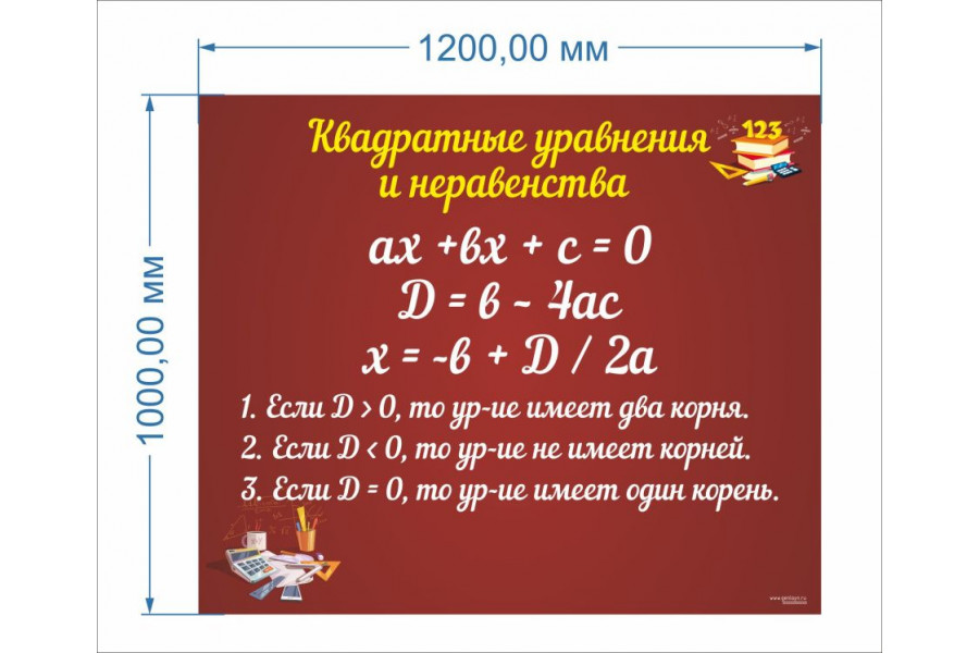 Стенд-3 "Квадратные уравнения и неравенства"