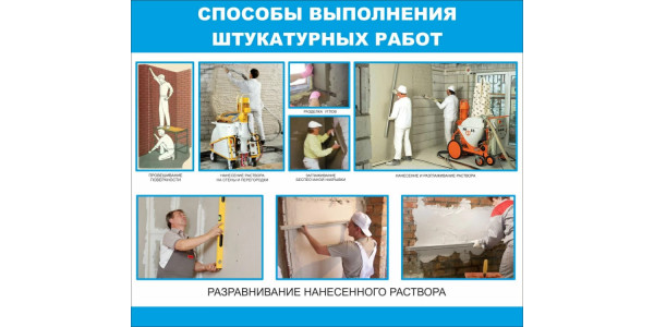 Стенд "Способы выполнения штукатурных работ"