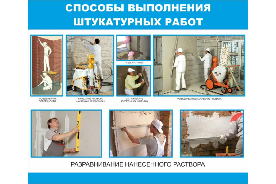 Стенд "Способы выполнения штукатурных работ"