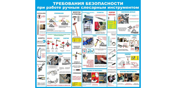 Стенд "Требования безопасности при работе ручным слесарным инструментом"