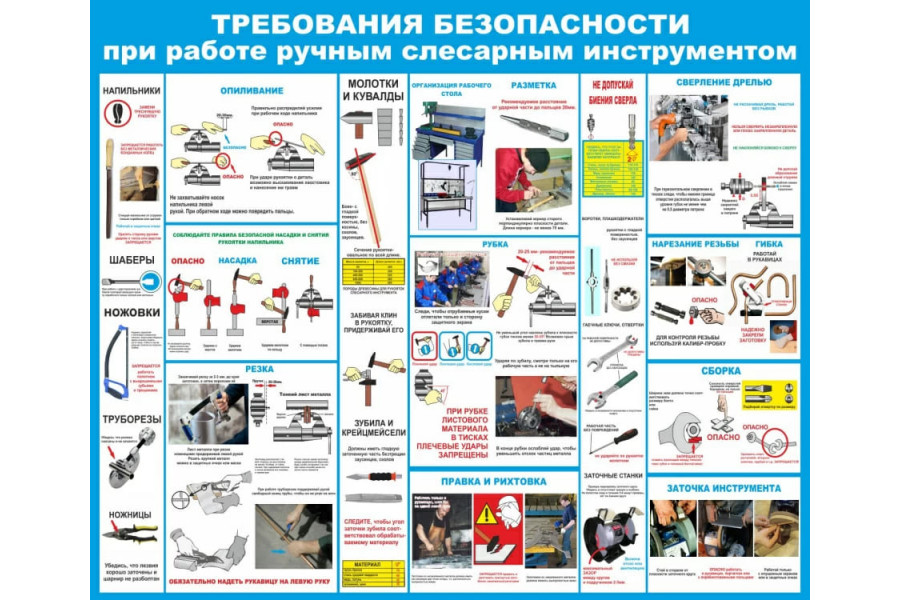 Стенд "Требования безопасности при работе ручным слесарным инструментом"