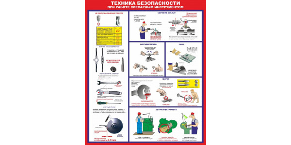 Стенд-1 "Техника безопасности при работе слесарным инструментом"