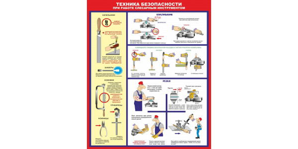 Стенд "Техника безопасности при работе слесарным инструментом"