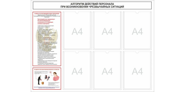 Стенд "Алгоритм действия персонала с карманами"