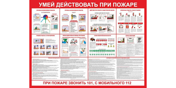 Стенд-3 "Умей действовать при пожаре"