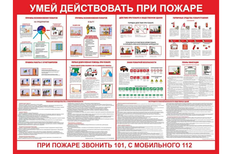 Стенд-3 "Умей действовать при пожаре"