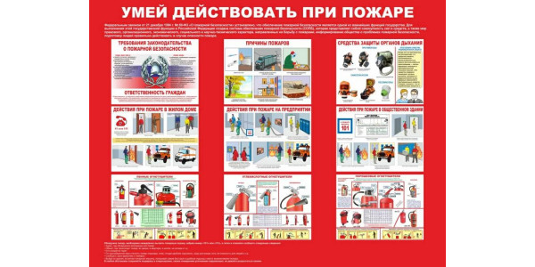 Стенд-4 "Умей действовать при пожаре"