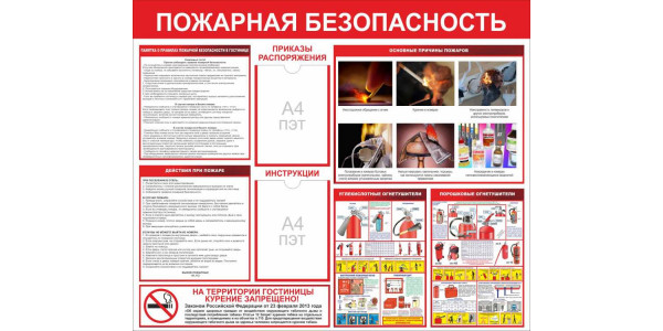 Стенд "Пожарная безопасность для гостиницы"