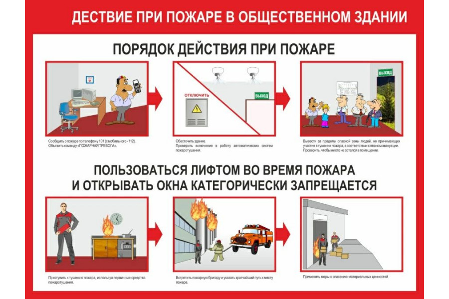 Стенд "Действие при пожаре в общественном здании"