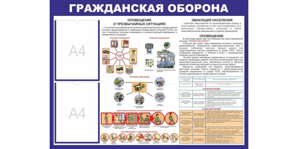 Стенд "Гражданская оборона" с карманами