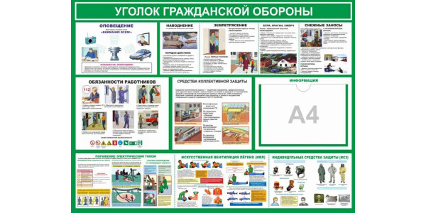 Стенд "Уголок гражданской обороны с карманом"